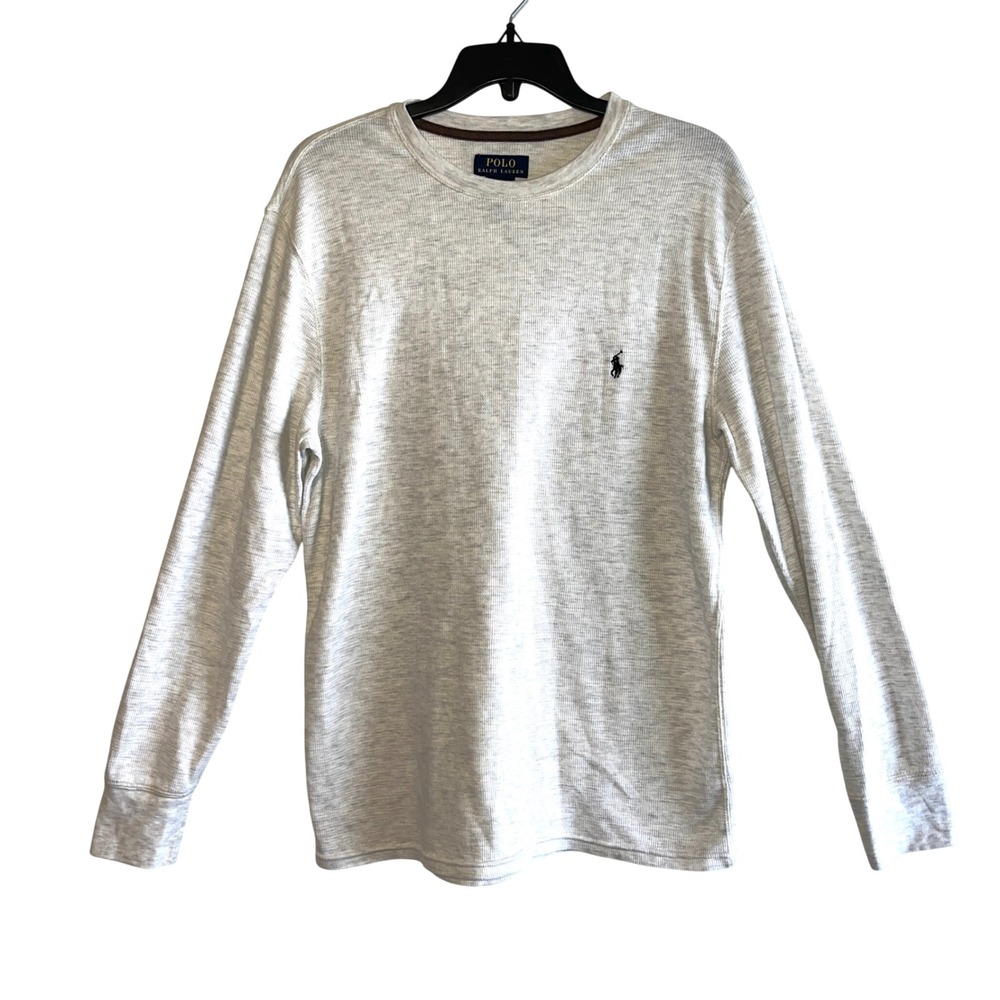 Polo Ralph Lauren Mens Cream Waffle‎ Knit Thermal Long Sleeve Shirt Large